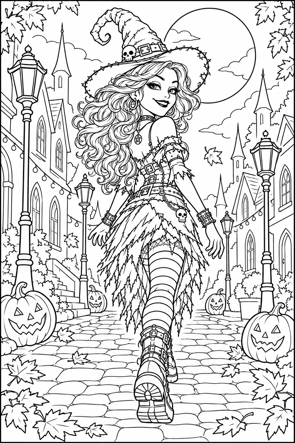 Witchy coloring sheet preview